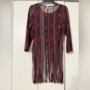 Auditions Colorful Fringe Cropped Top Junior’s XL